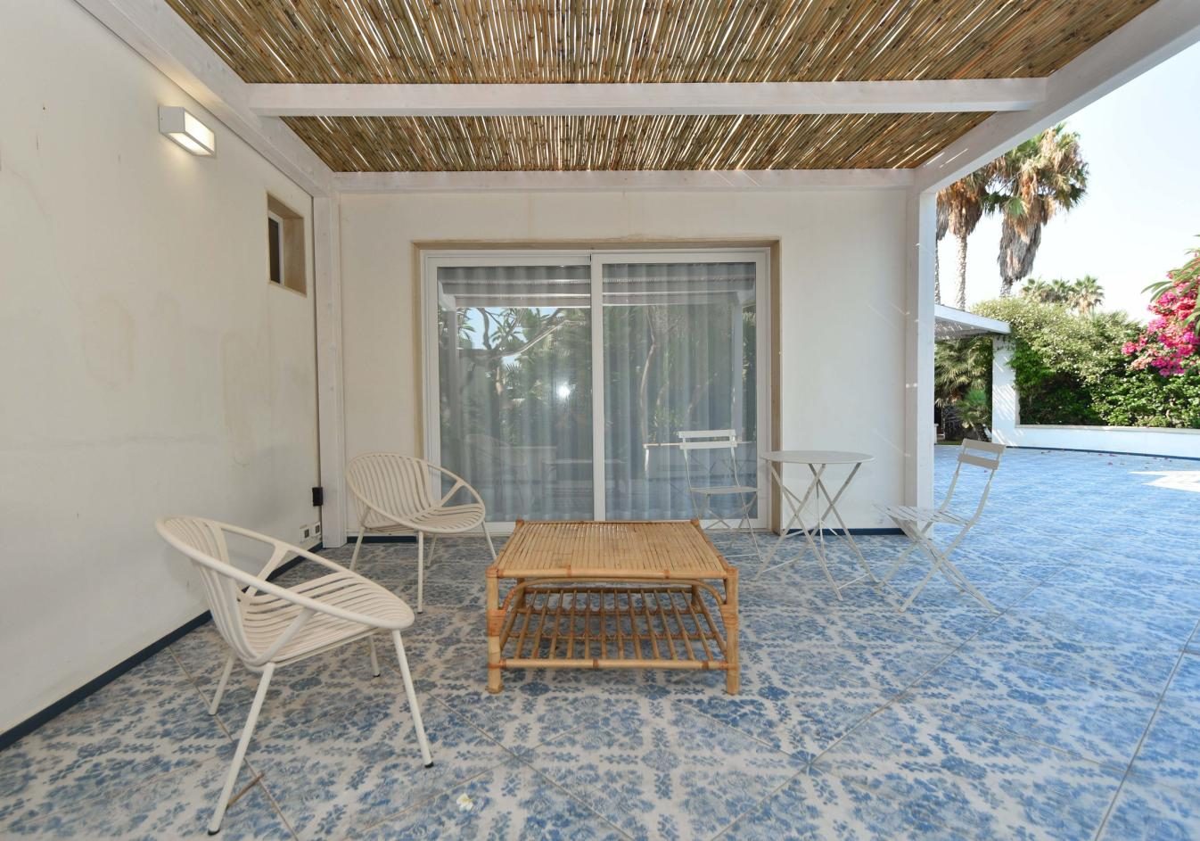 Shaded veranda seating